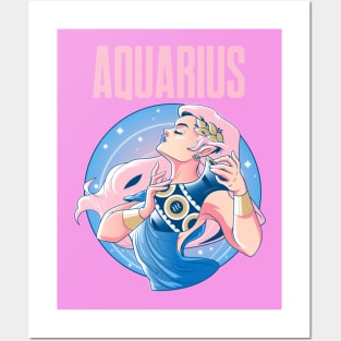 Aquarius Female Zodiac Design Posters and Art